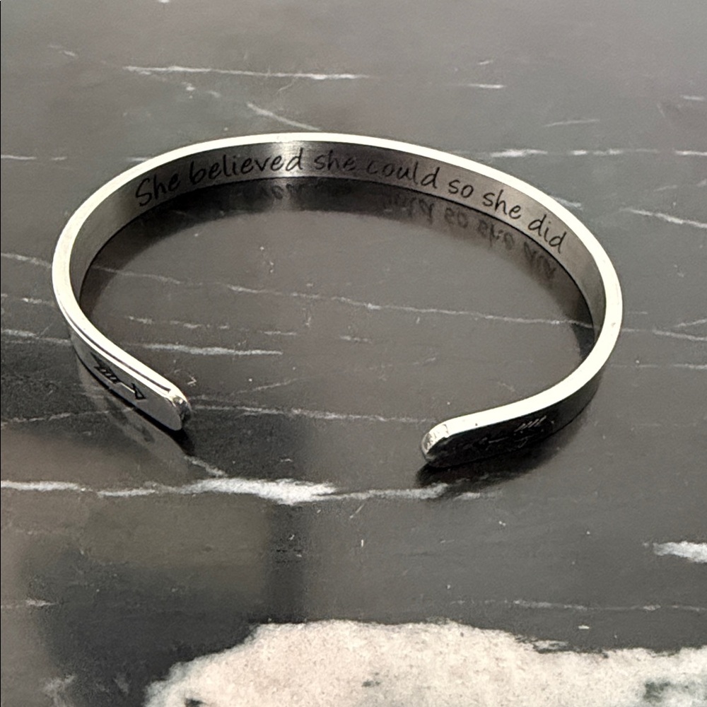 Inspirational Silver Cuff Bracelet